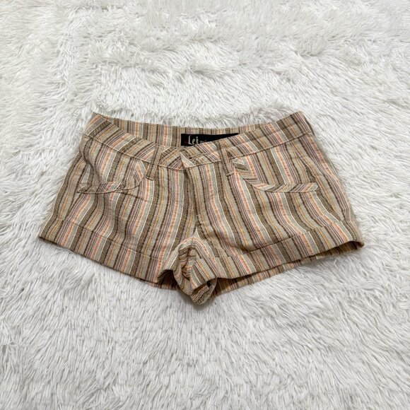 lei Pants - Women Lei Vintage Low Rise Striped Chino Shorts in Cream Multi Size 0